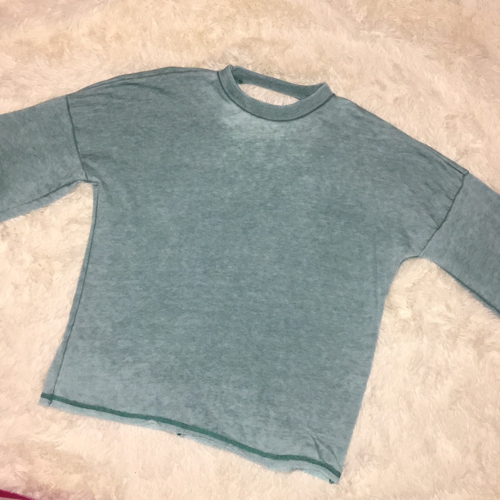 Turquoise Raw Hem Top